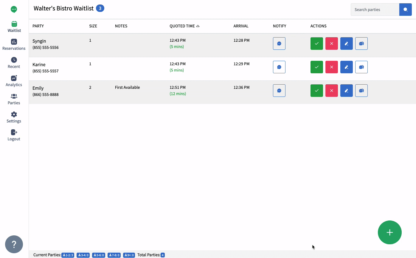 Add Customer to Waitlist