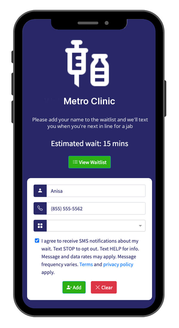 Efficient Scheduling for Flu Shot Clinics