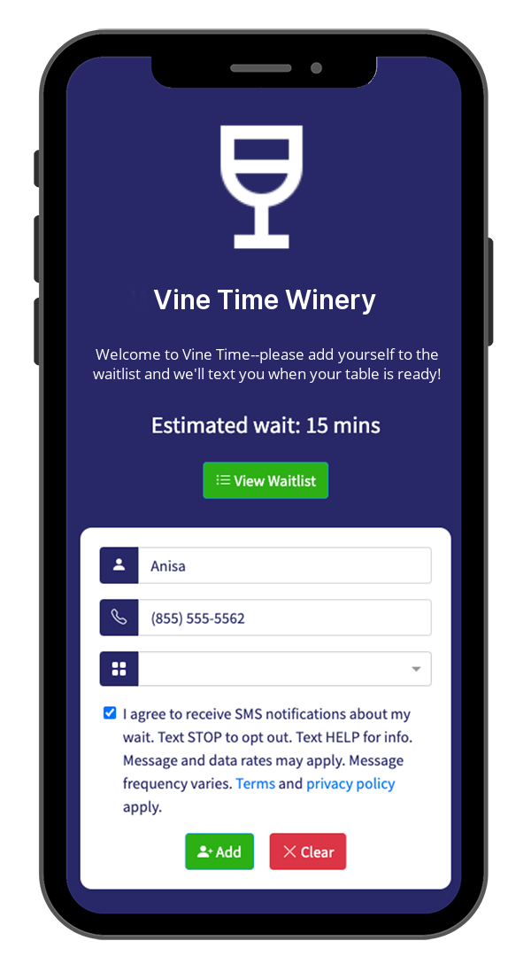 Elegant Waitlist Management for Wineries