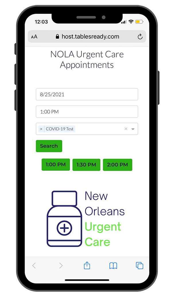 appointment booking for health care services on a mobile phone