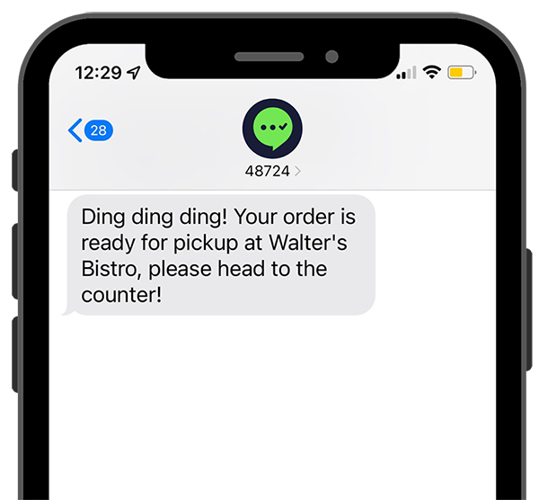 Square order ready text notification on mobile phone