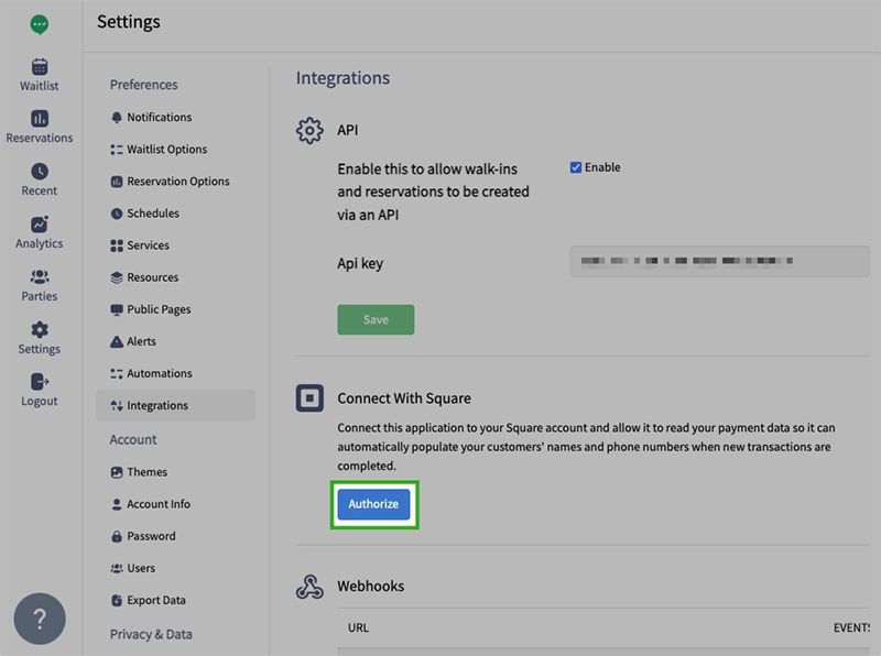 How to connect Square with TablesReady