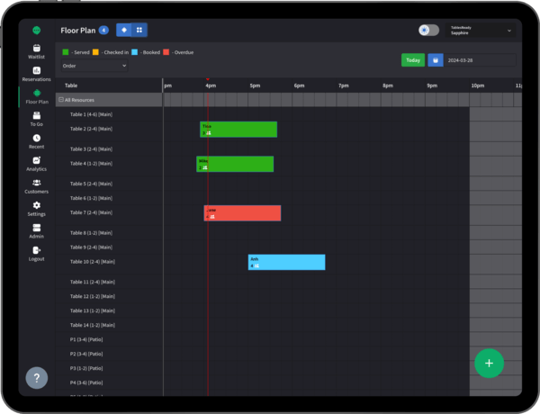 table management timeline availability view